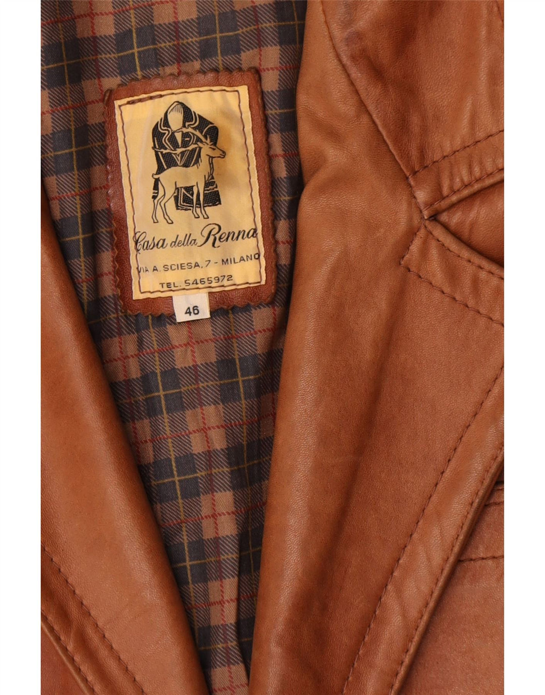 Giacca blazer in pelle da uomo a 2 bottoni Renna IT 46 piccola marrone