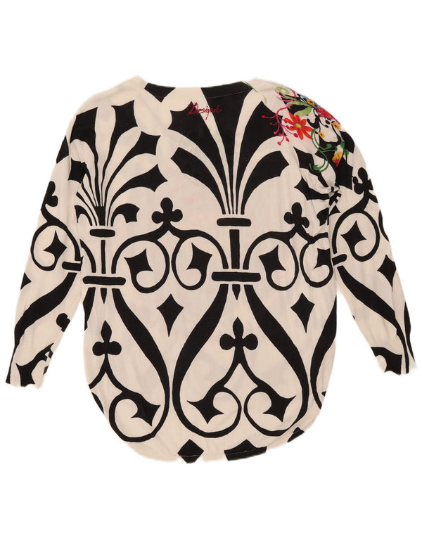 Desigual Maglione da donna con scollo a barchetta con grafica UK 14 Medium White Floral