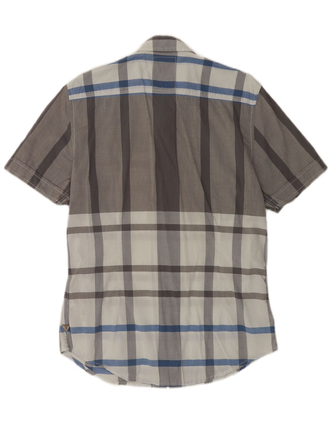 Camicia Guess da uomo slim fit a maniche corte in cotone a quadri grigio piccolo
