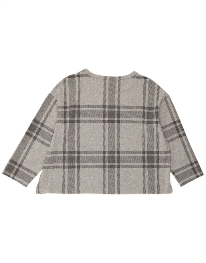 Top corto da donna Marks & Spencer manica 3/4 UK 20 2XL poliestere scozzese grigio