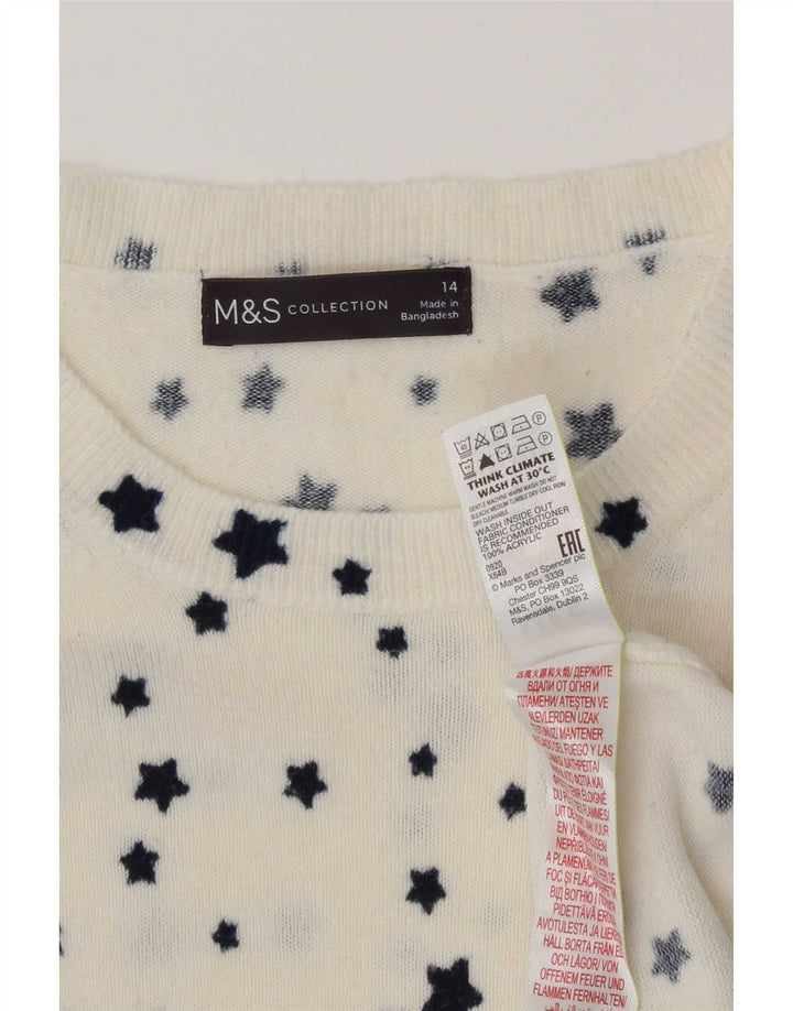 Maglione maglione girocollo da donna Marks & Spencer UK 14 medio bianco