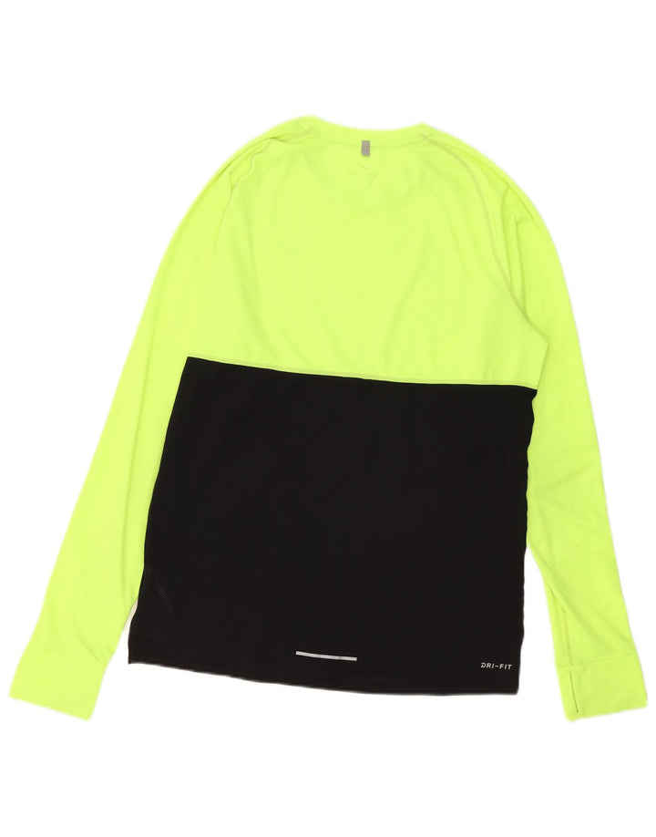 Maglia Nike Dri Fit da uomo a maniche lunghe in poliestere color block verde medio