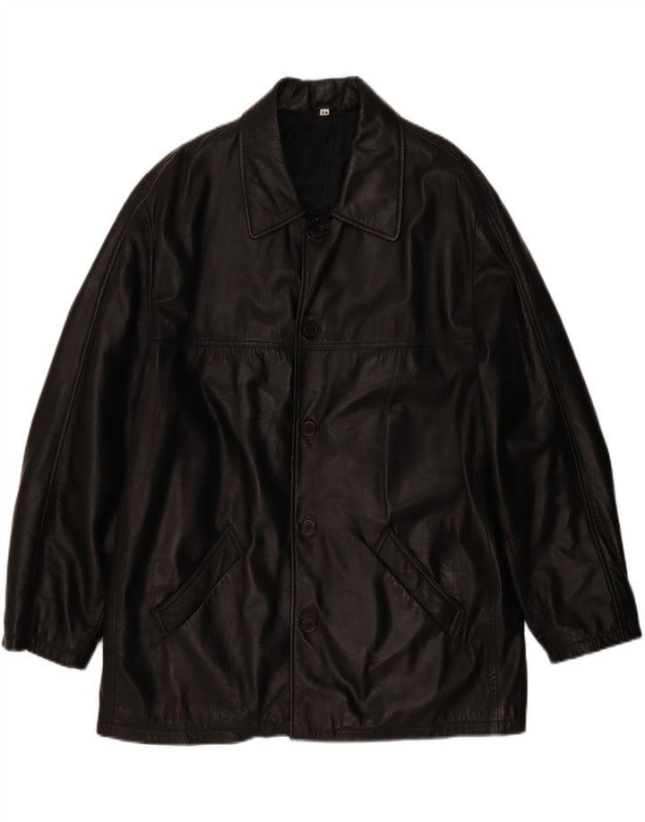 Giacca in pelle vintage da uomo EU 54 2XL Pelle nera