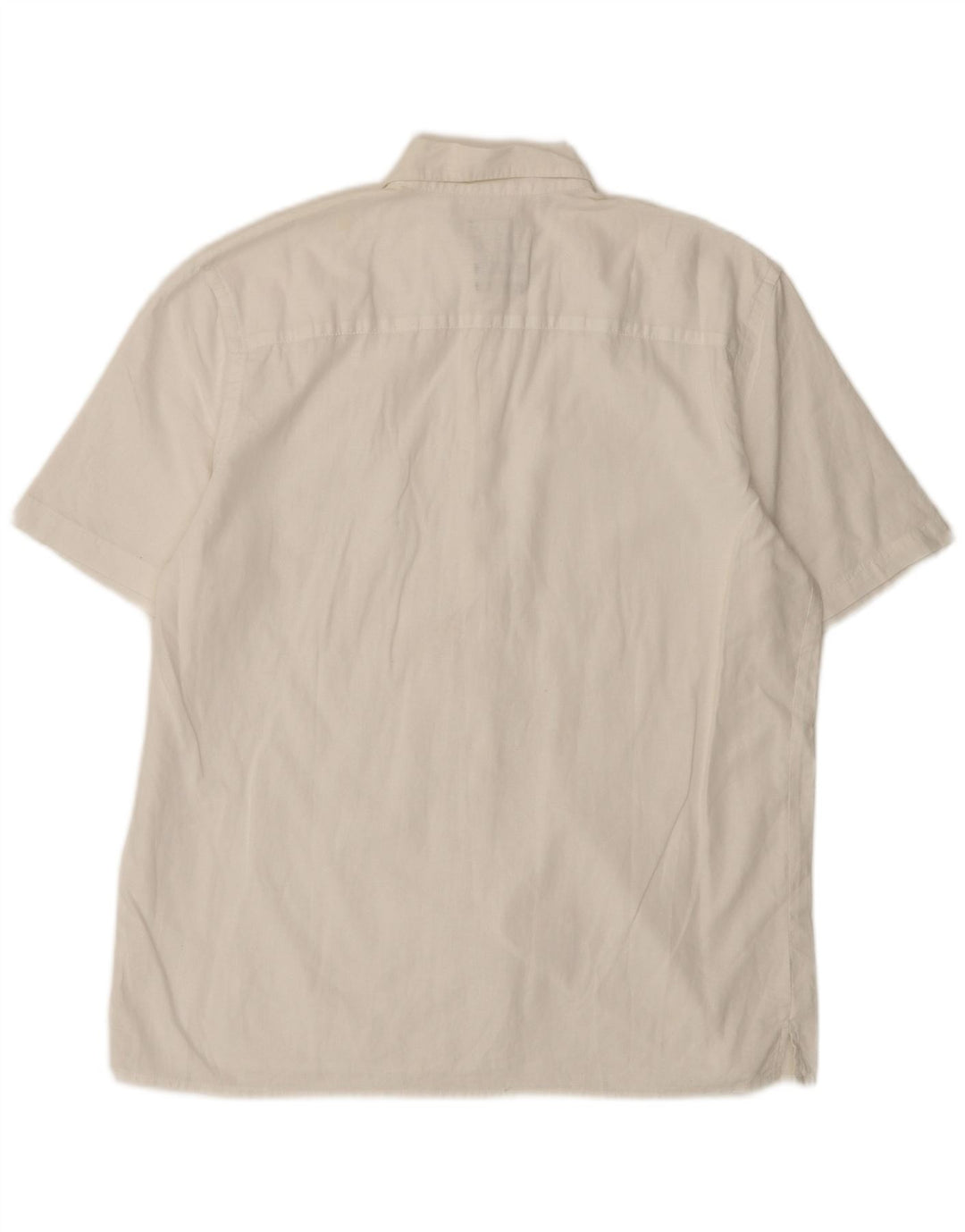 Camicia Sisley da uomo a maniche corte, vestibilità regolare, in lino bianco medio