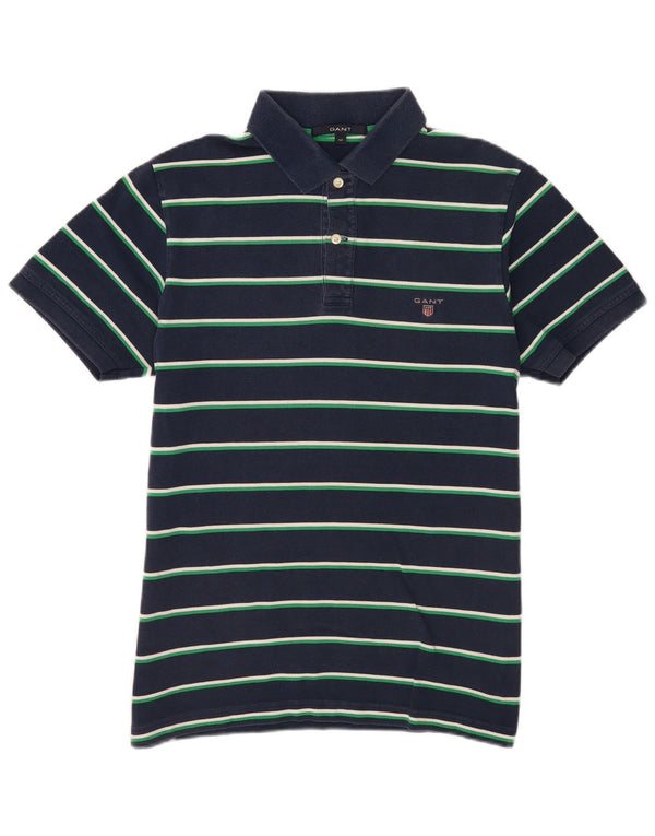 Polo da uomo Gant in cotone a righe medie blu navy