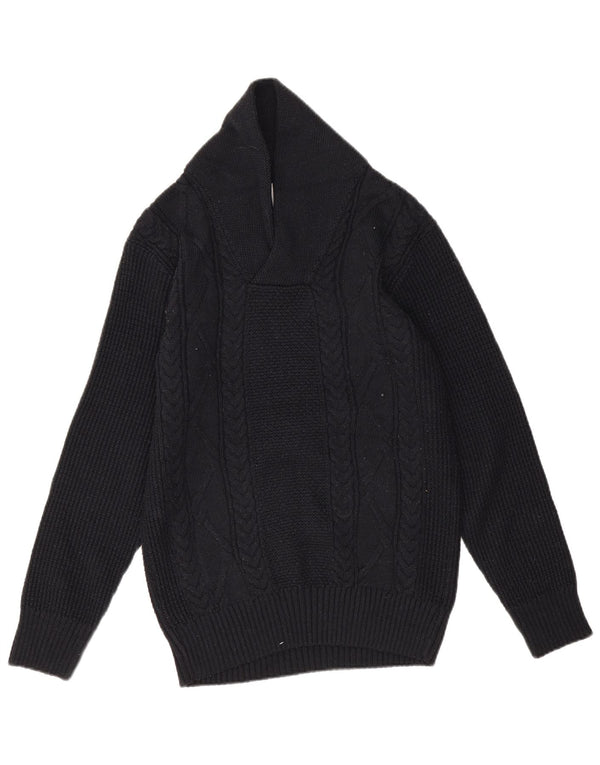 Maglione Zara da uomo con collo a scialle, acrilico nero medio