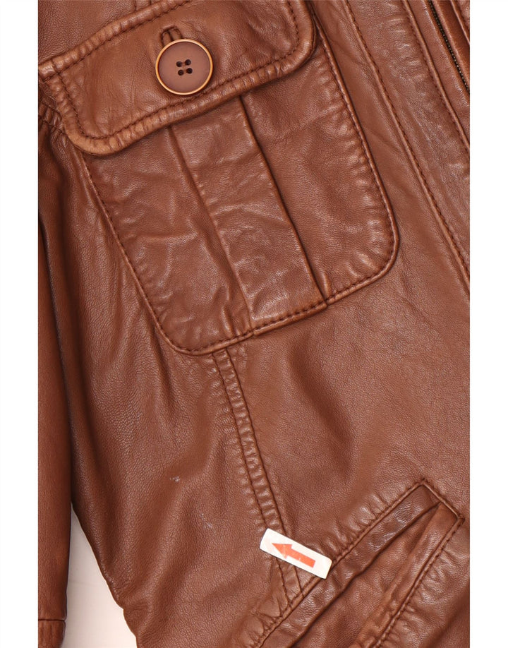 Giubbotto in Pelle Militare Donna BENETTON IT 44 Pelle Marrone Medio