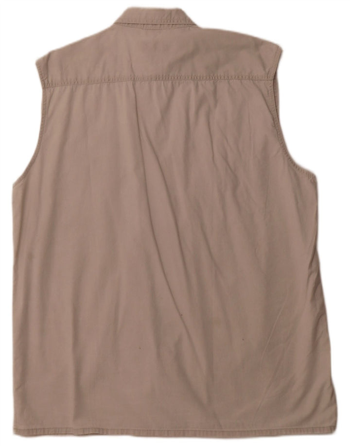 Camicia senza maniche da uomo VINTAGE grande in cotone beige