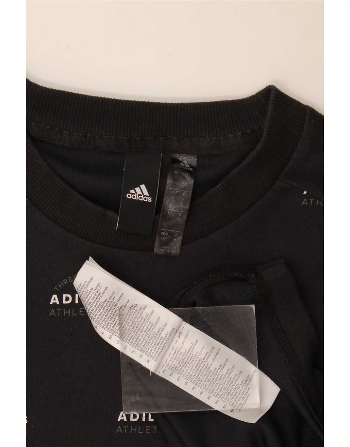 Felpa con grafica Adidas da uomo, piccola, in cotone nero