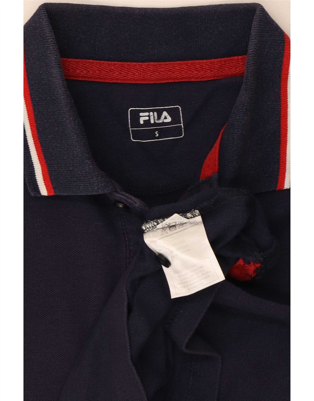 Polo da uomo Fila piccola in cotone a righe blu navy