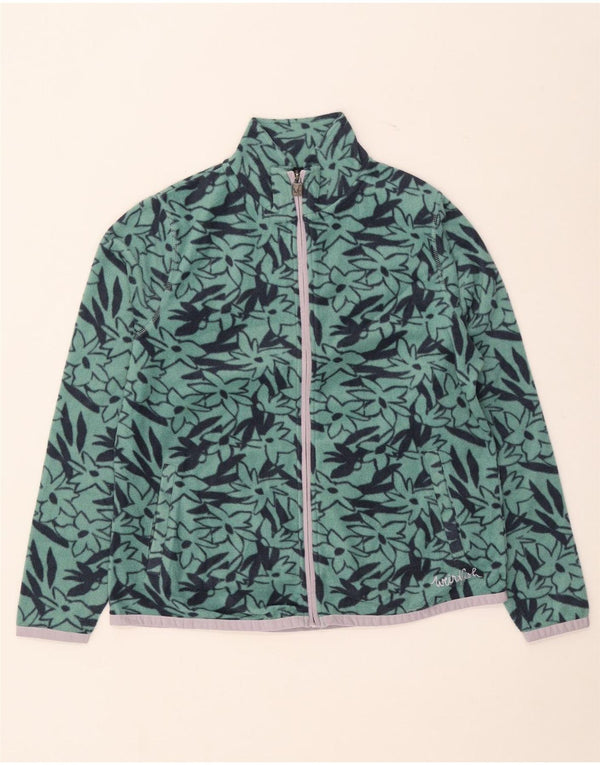 Giacca in pile da donna Weird Fish UK 14 Grande poliestere floreale verde
