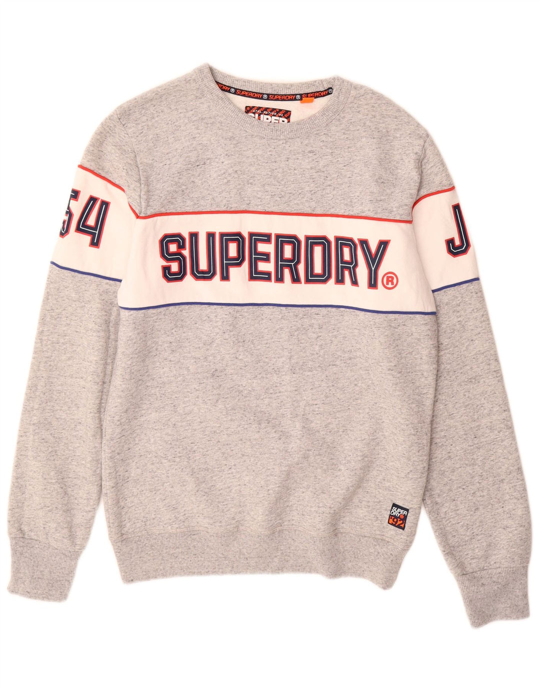 SUPERDRY Felpa con grafica da uomo Maglione grande in cotone color block grigio