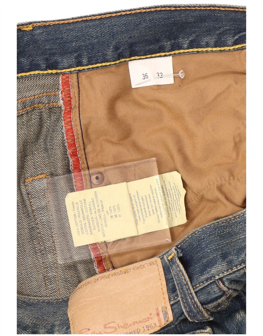 Jeans dritti da uomo BEN SHERMAN W36 L32 cotone blu