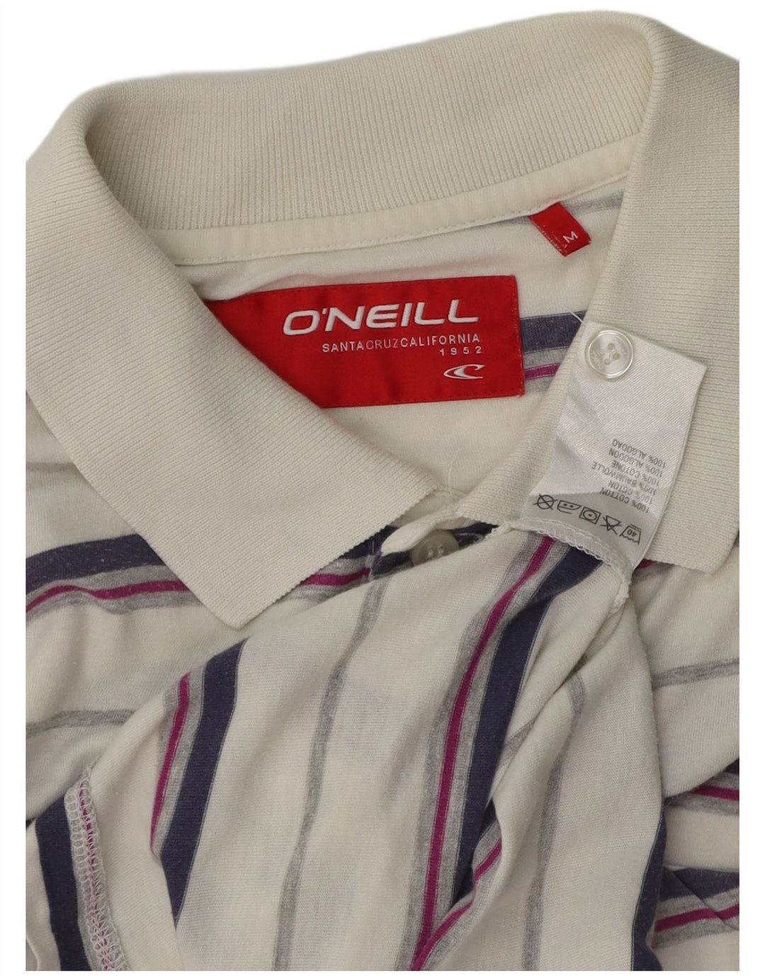 Polo da uomo O'Neill in cotone a righe bianche medie