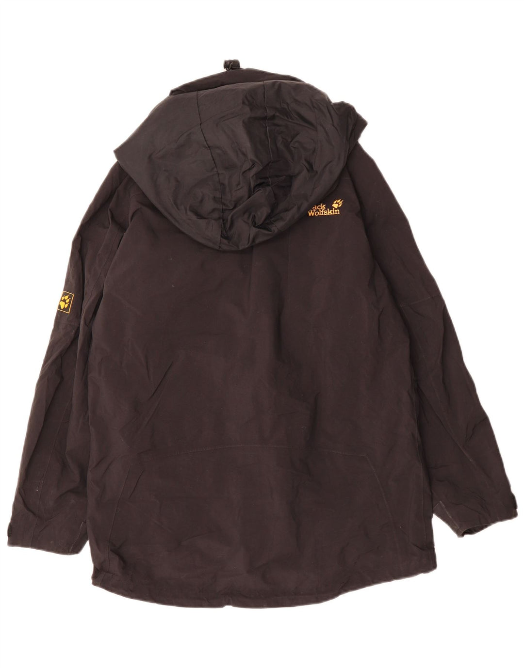 JACK WOLFSKIN Giacca antipioggia oversize da donna con cappuccio UK 8 Small Nera