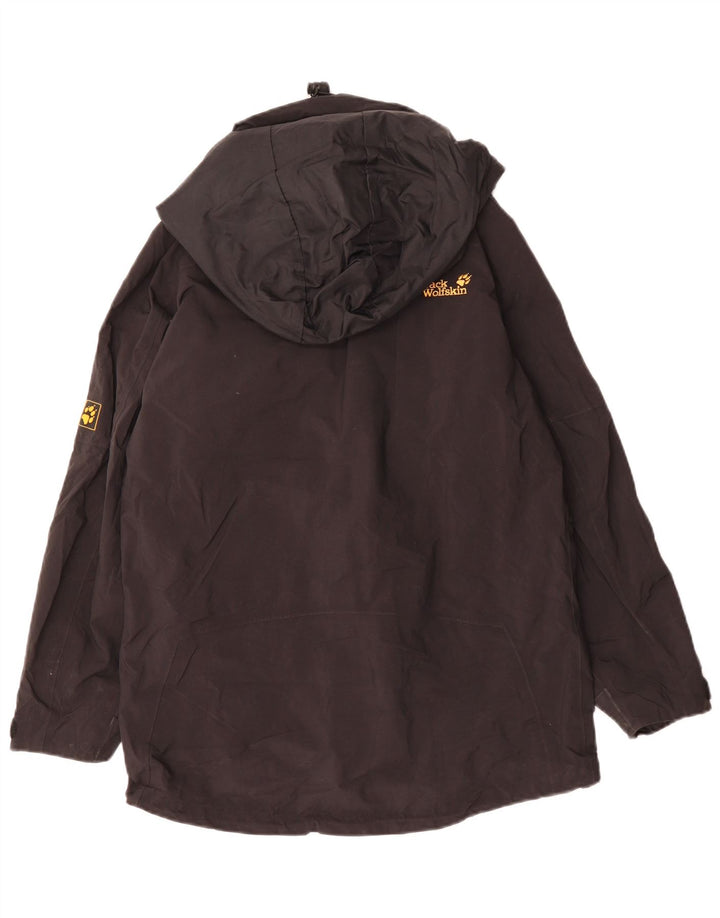 JACK WOLFSKIN Giacca antipioggia oversize da donna con cappuccio UK 8 Small Nera