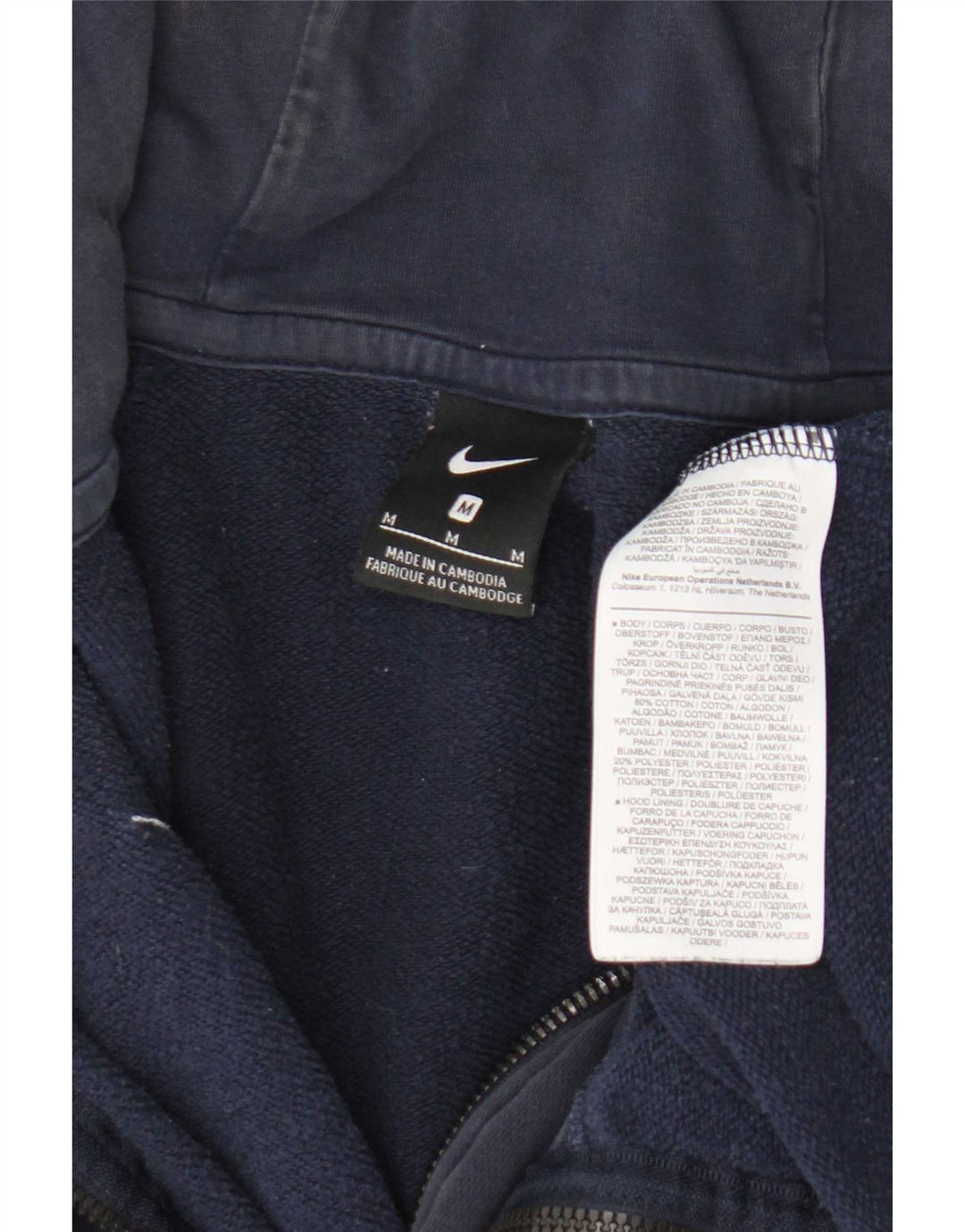 Felpa con cappuccio e zip Nike da uomo in cotone blu navy medio