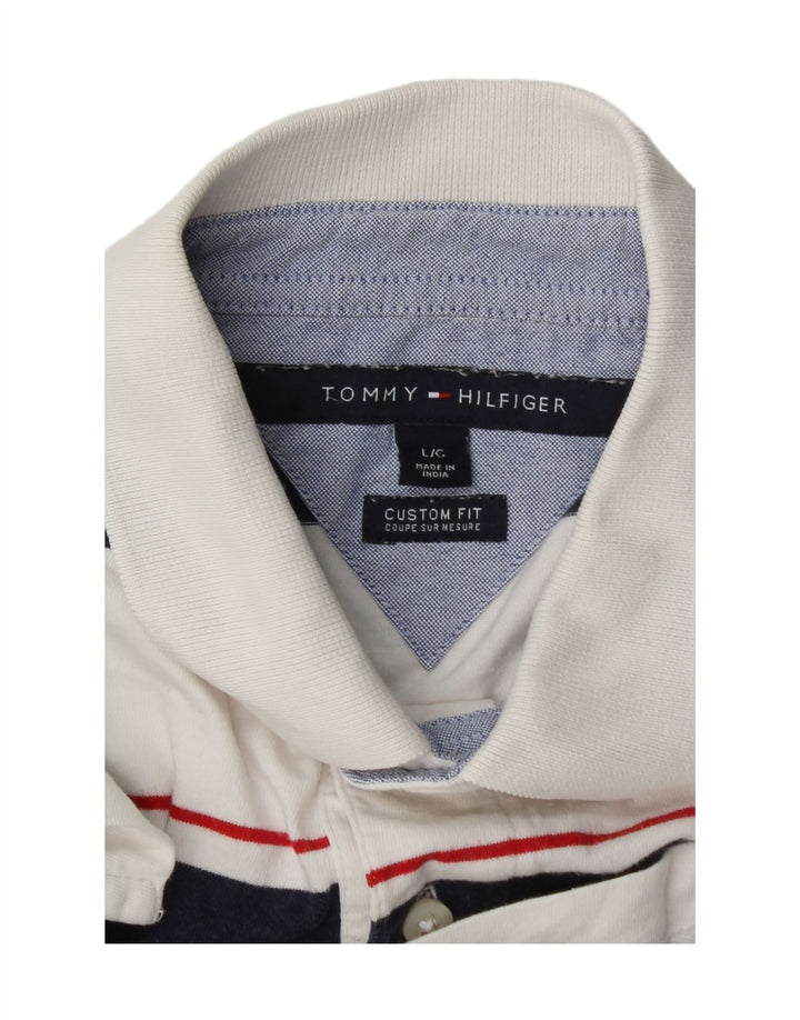Polo da uomo su misura Tommy Hilfiger, vestibilità larga, a righe bianche