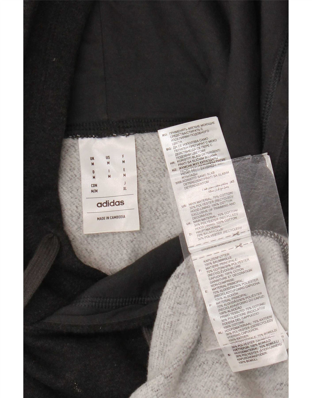 Felpa con cappuccio da uomo Adidas in cotone grigio medio