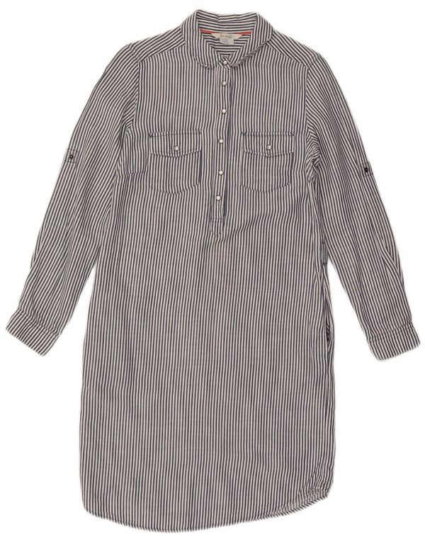 BODEN Womens Long Sleeve Shirt Dress UK 8 Small Navy Blue Striped Tencel