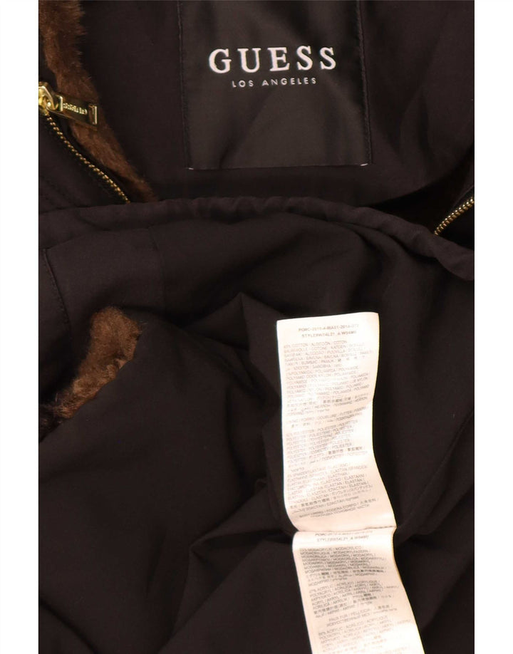 Giubbotto Parka con cappuccio grafico da donna Guess UK 6 XS poliestere nero