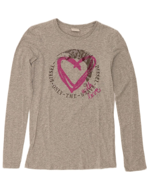 Top grafico per ragazze Diesel manica lunga 13-14 anni XL Grigio