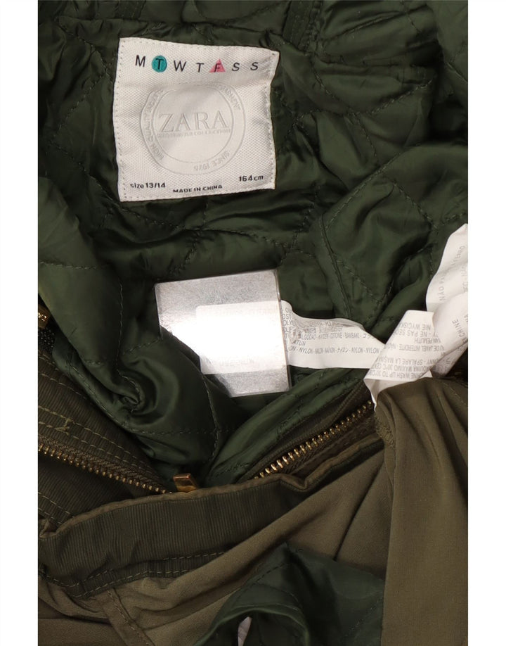Parka con cappuccio per ragazze Zara 13-14 anni in poliestere kaki