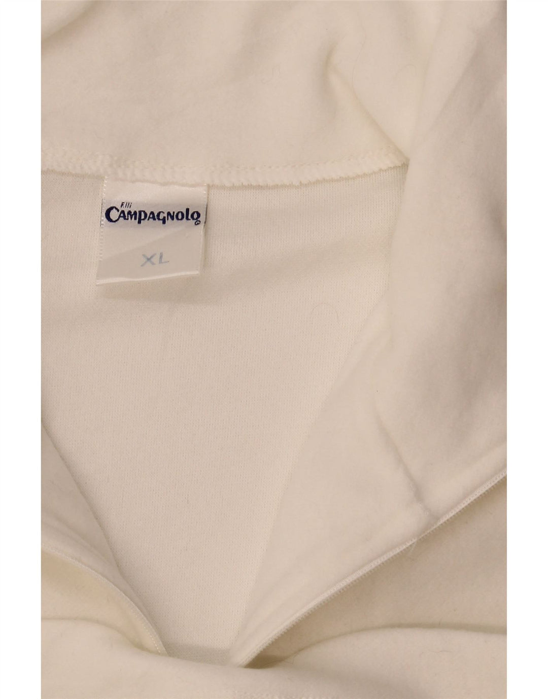 Felpa Campagnolo da uomo con zip e collo, maglione XL, poliestere bianco