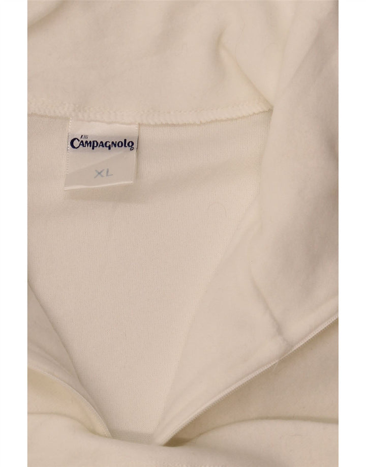 Felpa Campagnolo da uomo con zip e collo, maglione XL, poliestere bianco