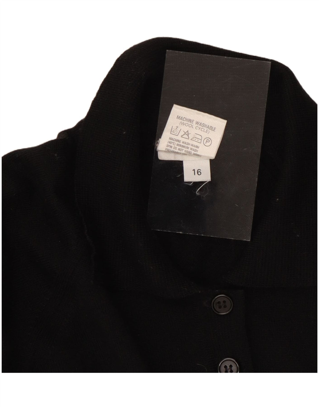 Maglione maglione collo alto da donna CZARINA UK 16 grande lana nera