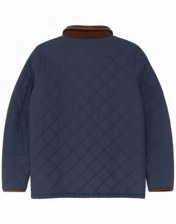 Crew Clothing Mens Quilted Jacket UK 40 Large Navy Blue Colourblock