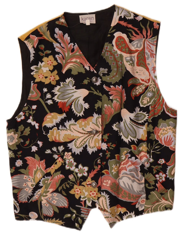 Gilet da donna VINTAGE UK 14 Acetato floreale multicolore medio
