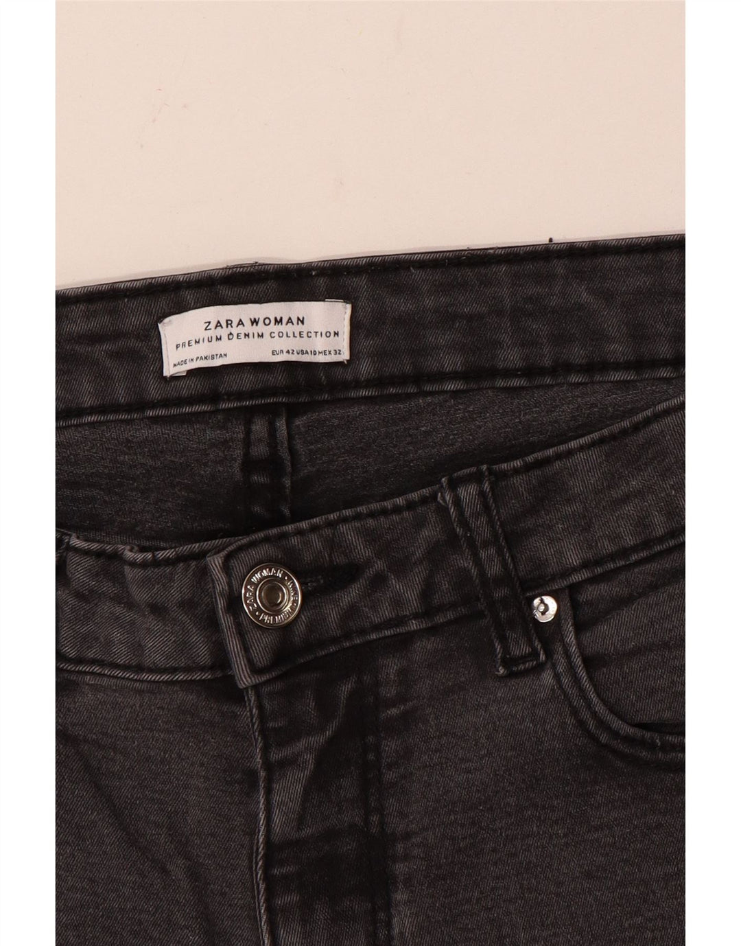 Jeans slim da donna Zara EU 42 Large W32 L26 Grigio