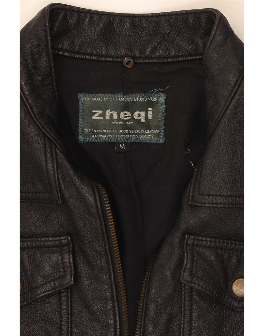 Giacca in pelle da motociclista vintage da donna UK 12 media nera