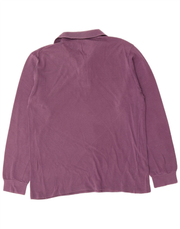 Polo LACOSTE da uomo a maniche lunghe in cotone viola medio