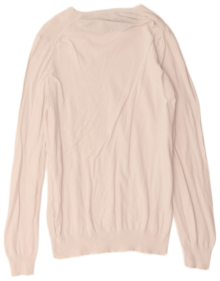 Maglione Zara da uomo con scollo a V, grande, in cotone bianco