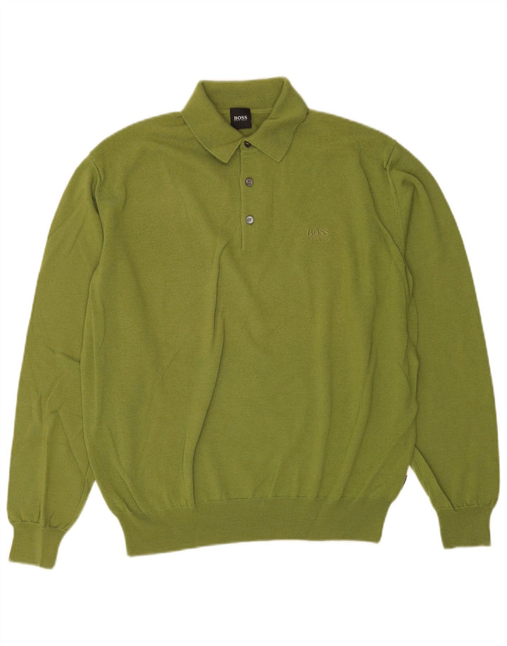 Hugo Boss Maglione da uomo con collo alto in lana vergine verde medio