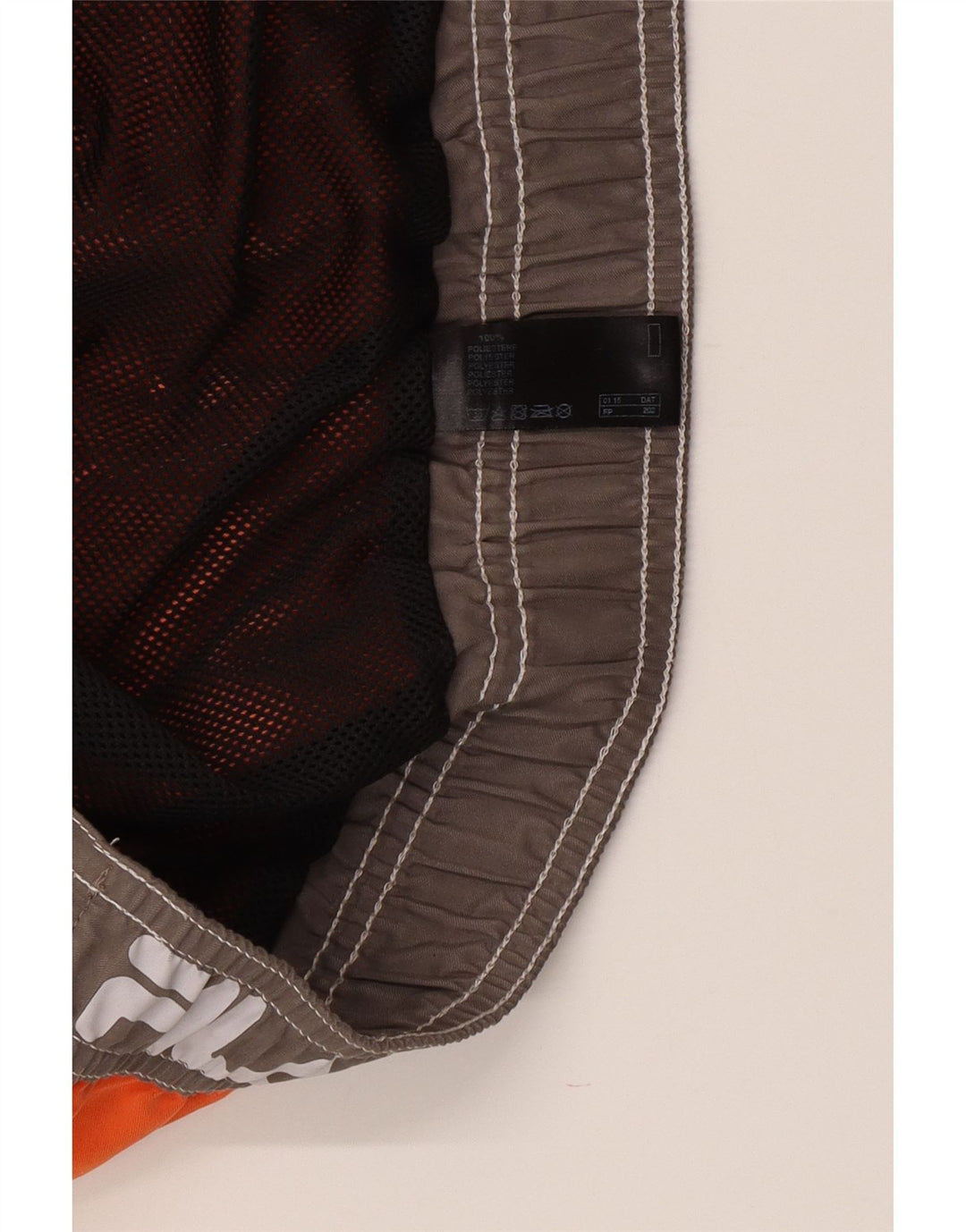 Pantaloncini da bagno grafici da uomo Fila grandi in poliestere color block arancione