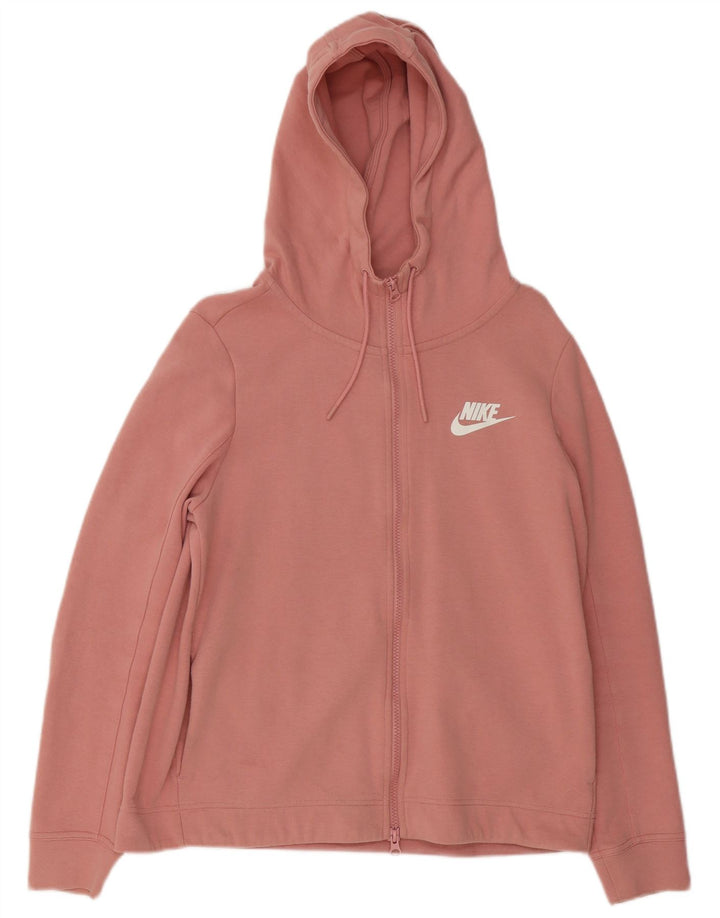 Felpa con cappuccio e zip da donna Nike UK 14 cotone rosa medio