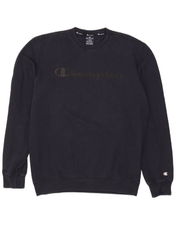 Felpa grafica da uomo Champion, maglione grande, cotone blu navy