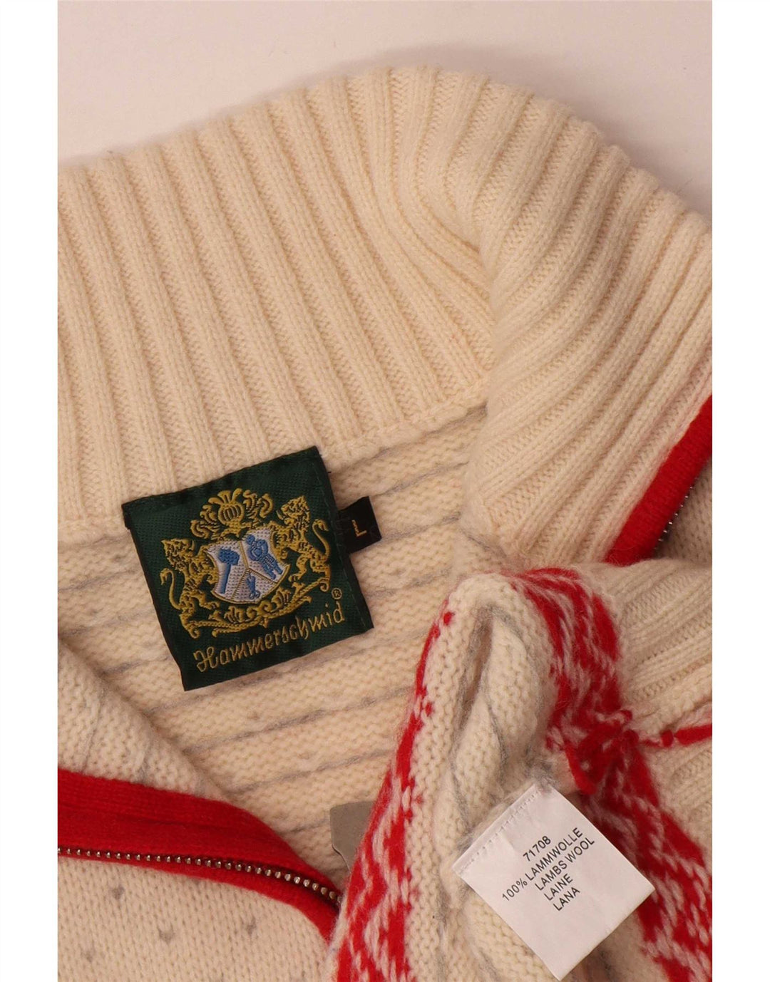Maglione da donna con collo con zip Hammerschmidt UK 16 grande bianco sporco