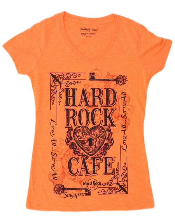 HARD ROCK CAFE Maglietta grafica da donna Singapore UK 14 Arancione medio