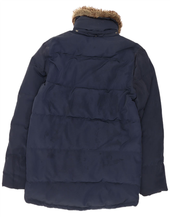 Cappotto imbottito da uomo Tommy Hilfiger UK 36 piccolo poliestere blu navy