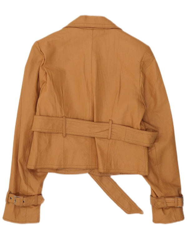 Giacca in pelle da donna vintage UK 12 Pelle beige media