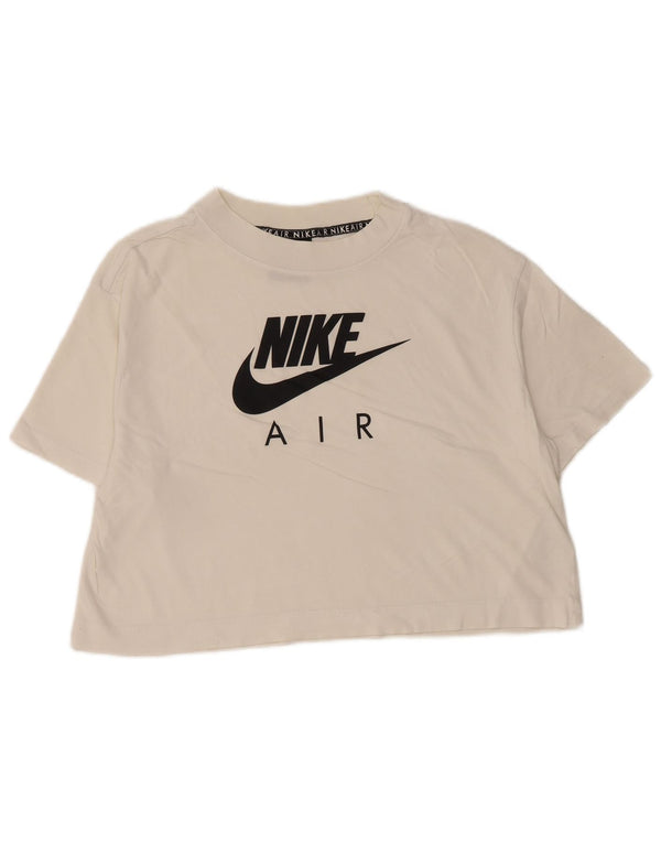 T-shirt grafica oversize corta NIKE da donna, taglia UK 10, piccola, in cotone bianco