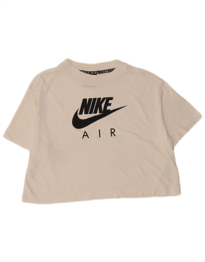T-shirt grafica oversize corta NIKE da donna, taglia UK 10, piccola, in cotone bianco