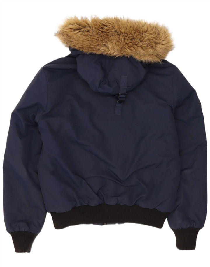 Giubbotto bomber imbottito con cappuccio da uomo Superdry UK 38 nylon blu navy medio