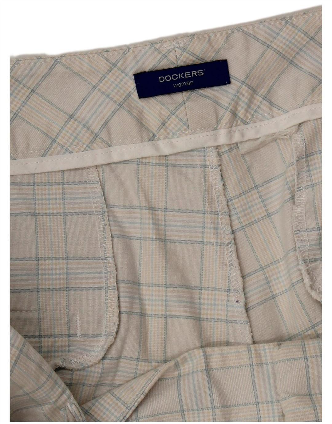 Bermuda da donna Dockers W38 XL scozzese bianco sporco