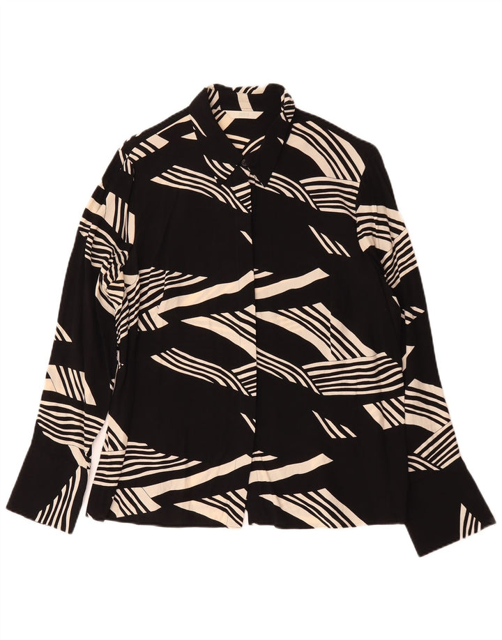 Camicia Marks & Spencer da donna con motivo astratto UK 16 grande viscosa nera
