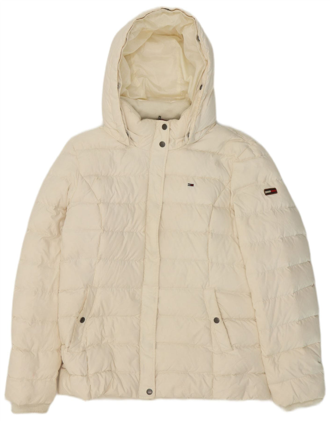 Giacca imbottita con cappuccio da donna Tommy Hilfiger UK 18 XL poliestere bianco